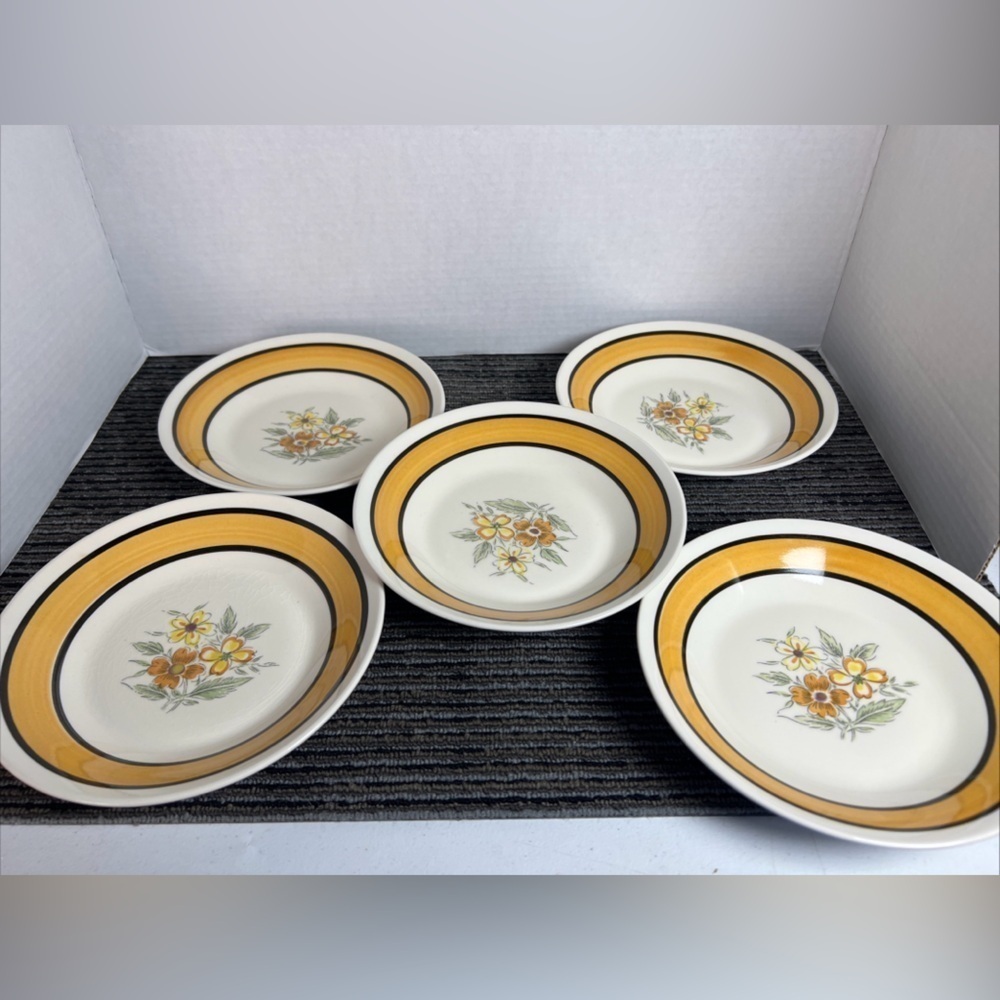 Vintage Underglazed Grand Bahama Japan 4907 Soup bowls 5 Hand Painted Stone Ware - Picture 1 of 13